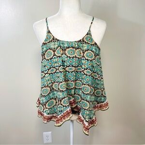 PATRONS OF PEACE Multicolor BOHO Adjustable Strap Flowy Tank Top - SMALL